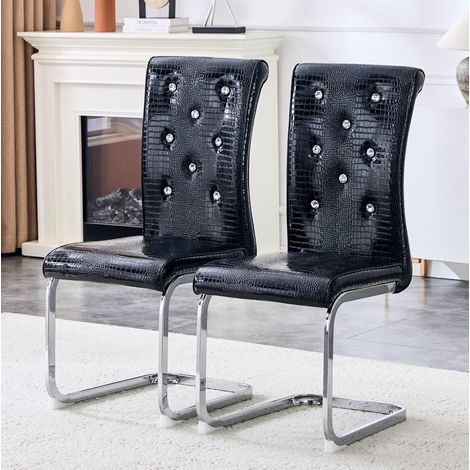 Silla comedor tapizada PVC negro metal cromado OKMYHOME (1/5)
