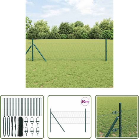 vidaXL Sécurité extérieure - Poteau de clôture. Vert 50 x 0,8 m (maillage 36 mm) (1/5)