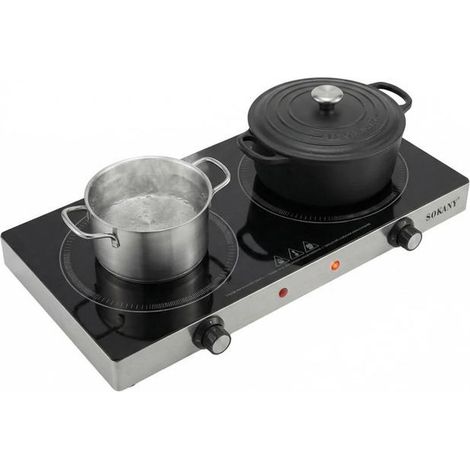 Plaque de cuisson à induction - SOKANY - SOKANY224 - Verre microcristallin - 2 foyers - 2400W