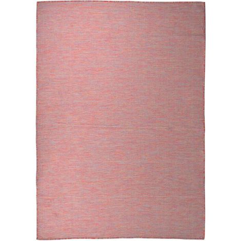 Tapis d'extérieur à tissage plat en polypropylène rouge 140x200 cm pour terrasse et balcon - PANGIVO (1/5)