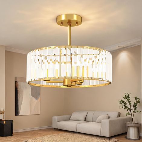 Plafonnier lustre cristal doré Ø39 cm métal gold 39 x 39 x 32 cm (1/5)