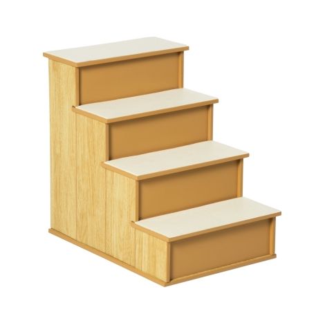 Escalier pour animaux de compagnie, pour chiens/chats, 4 marches, peluche courte, jusqu'à 30 kg, 40 x 59 x 54,2 cm, naturel