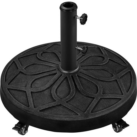 Homevive Base para Sombrilla de Jardín con Ruedas Soporte de Parasol Redondo para Mástiles de hasta 38/48 mm Terraza Balcón Negro (1/5)