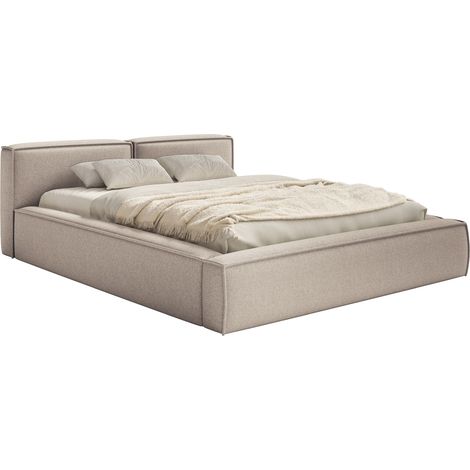 Selsey Tilves Slim – Polsterbett 160x200 mit Bettkasten und Lattenrost, Chenille, beige