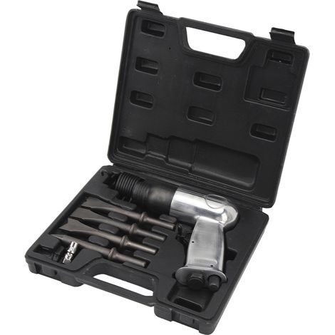Kit marteau pneumatique robuste pour réparation automobile, burin et perceuse, marteau électrique pour le décapage des plaquettes de frein et l'élimination de la rouille, canon court de 150 mm (1/5)