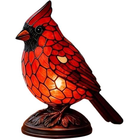 Cardinal Lamp, Red Resin Birds Night Light, Handmade Resin Table Lamp for Christmas Decor, Home, Office, Bedroom,RedTHY8210SXY2L-12x9x17cm (1/5)