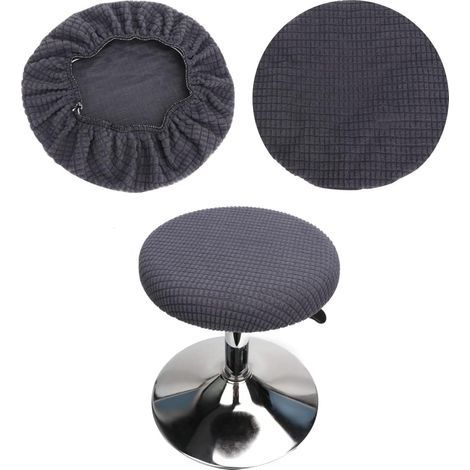 (Gris) Lot de 2 housses de tabouret rond, housses de tabouret de bar rond, lavables et faciles d'entretien, douces et durables, adaptées aux tabourets de 35-42cm (1/4)