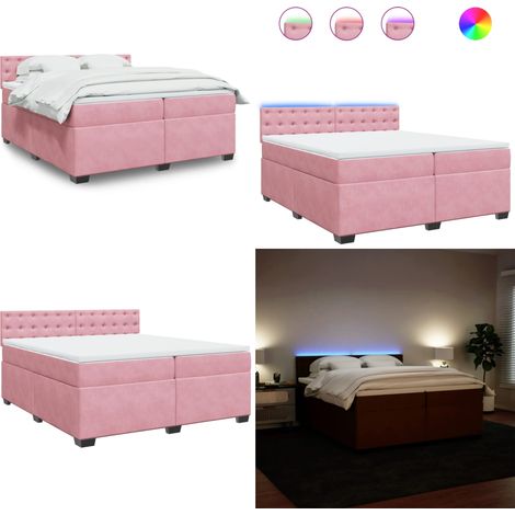 Boxspringbett mit Matratze Rosa 200x200 cm Samt - Boxspringbett - Doppelbett - Samtbett - Rosa Bett - Samtcouch - Home & Living