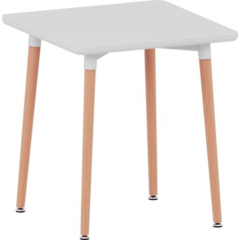 Batley 2 Seater Square Dining Table MDF Solid Beech Wood Dining Kitchen Furniture, White