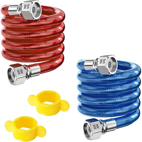2 Pièces Tuyaux D'entrée Flexibles en Acier Inoxydable 304, G1/2" Connecteurs de tuyau pour Chauffe-Eau Eau Chaude et Froide, 50CM (1/5)