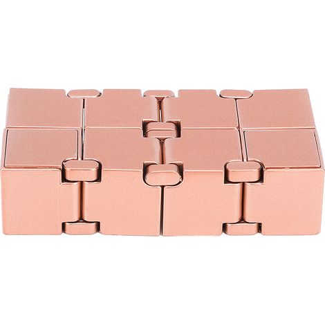 Würfelförmiges Schreibtischspielzeug aus Stahl mit Ball zur Stressbewältigung, kompaktes und elegantes Design (Roségold-Finish) (1/5)