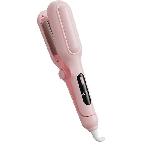 Lockenstab für Beach Waves – Wellen-Lockenstab mit Hitzeschutz und Negativ-Ionen-Technologie, Keramikzylinder, geeignet für alle Haartypen, für glatte, knotenfreie Wellenlocken, Rosa