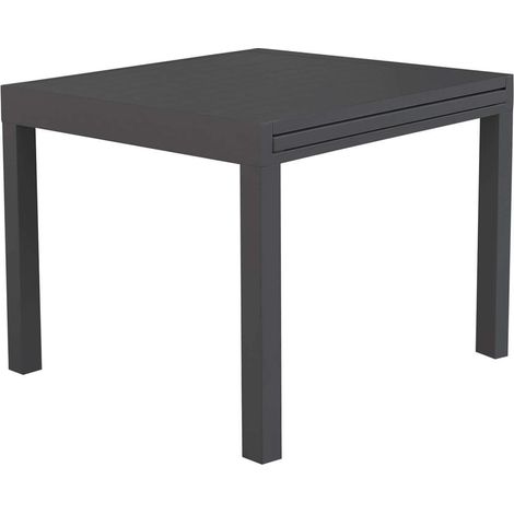 Tavolo estensibile 90/180x90 cm da esterno giardino con struttura in alluminio e piano effetto doghe Nilo - DarkGrey (1/10)