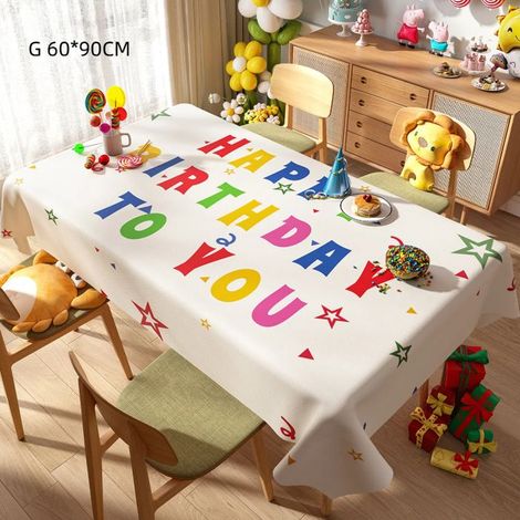 1 nappe jetable anniversaire, motif Happy Birthday, en PE imperméable, décoration fête enfant, pour table rectangulaire