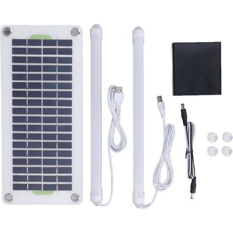 Tube Lumineux LED Solaire 30W - 12V/5V, Double Port USB, Étui Étanche, pour Tente et Randonnée (1/5)