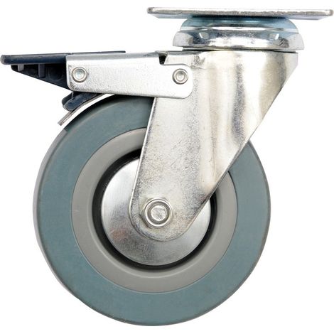 Rueda giratoria de 125 mm con goma gris y freno / 87384 / vorel