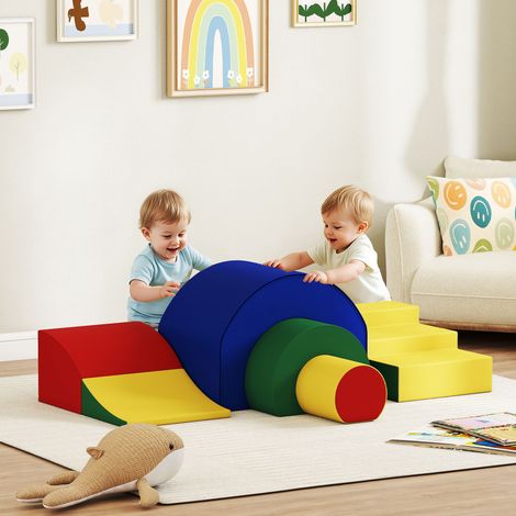 Parcours motricité bébé jouets d'escalade modulable 5 briques géantes en mousse 181 x 39 x 44 cm multicolore