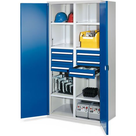 Kappes Schwerlastschränke mit Mitteltrennwand 1950x1000x600mm Doppelwandtüren Modell 53 enzianblau