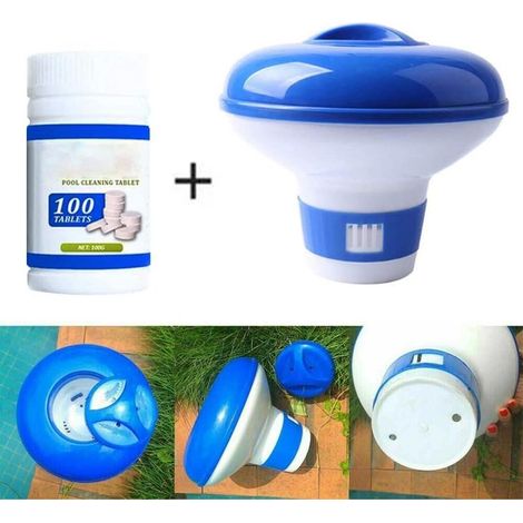 Doseur de Chlore pour Piscine avec 100 Comprimés Nettoyants - Nettoyeur de Spa et Bassin (1/5)