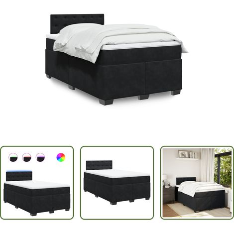 Matelas à ressorts ensachés - Sommier à lattes de lit avec matelas noir 120x190 cm velours (1/5)