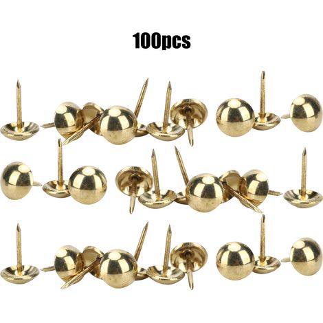 100 Clous de Tapisserie Antique Laiton Fer Décoratifs Meubles 11x17mm Or - Lot de 100 (1/5)
