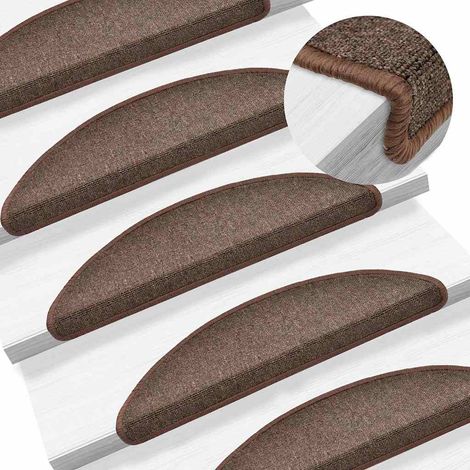 vidaXL Felpudos para escaleras (10 unidades, 56 x 17 x 3 cm, color marrón café, semicirculares) (1/5)