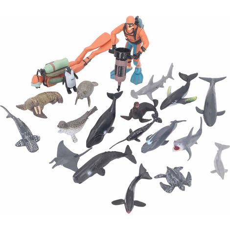 Lot de 20 figurines réalistes d'animaux marins pour décoration maison, jouets éducatifs océaniques (1/5)