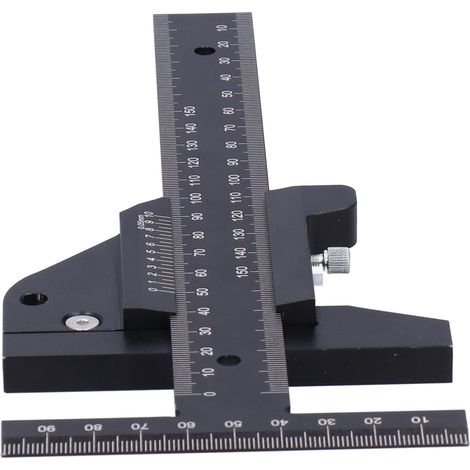 Gerades T-förmiges Anreißlineal aus Aluminiumlegierung, Messwerkzeug für die Holzbearbeitung, 0–150 mm, 0,05 mm (1/5)