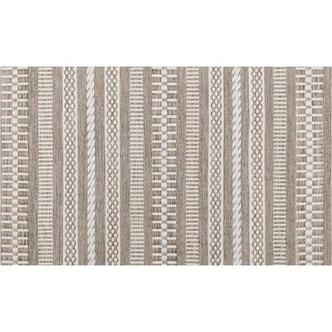 COLLEZIONE CROMA Tappeto con stampa tipo jarapa con imbottitura in schiuma 45x75 cm beige e bianco (1/3)