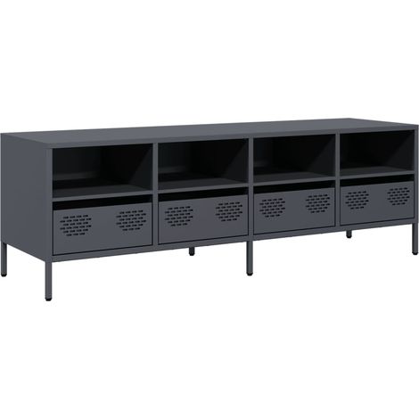 Mueble TV multimedia estantería para televisión buffet para televisión comedor salón dormitorio 135 x 39 x 43,5 cm acero laminado en frío antracita 020026392