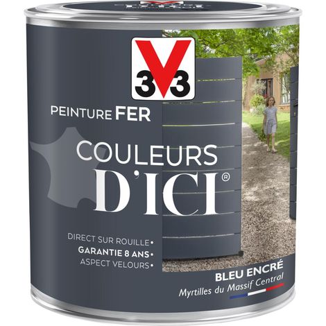 Peinture fer extérieur Couleurs d'Ici® V33 Bleu encré Velours 0,5L (1/4)