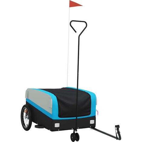 Remorque de vélo noir et bleu 45 kg fer (1/5)