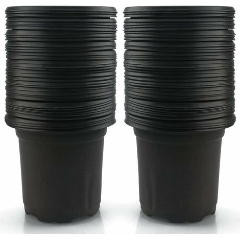 Pack of 100 Black Plastic Flower Pots 10 cm (1/5)