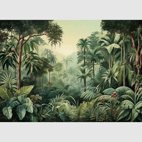Papier peint intissé - Jungle aquarelle - 375x270 cm