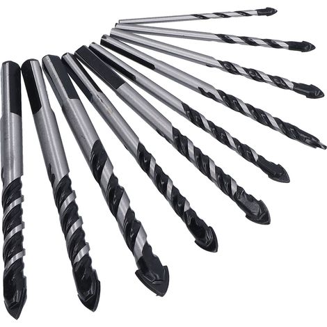 Lot de 10 forets triangulaires noirs multi-usages pour brique, verre, alliage, céramique et carrelage - perçage mural. Emballage en sachet PE à confirmer. (1/5)