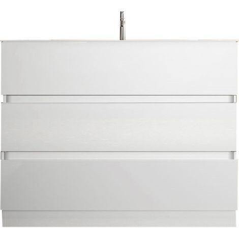 Mueble de baño con 1 lavabo y 3 cajones, longitud 82cm, colección VIENA. Color blanco brillante (1/3)