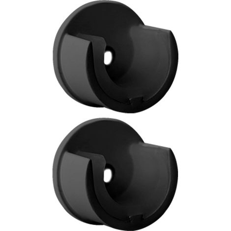 2 Supports pour Tringle à Rideaux, Noir, Support Mural, Diamètre 20, Saillie 28 (1/4)