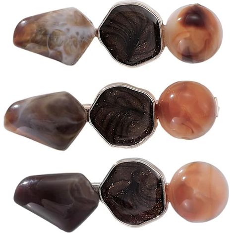Lot de 3 pinces à cheveux rétro avec pierre artificielle et épingle à ressort pour frange. (1/5)