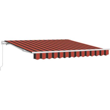 Store banne rétractable, orange et marron, 350 x 250 cm (1/2)