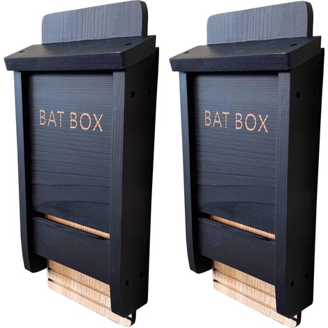 Black Wooden Bat Nesting Roosting Box (Set of 2) (1/5)