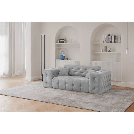 Sofa Designersofa CHANTAL 2-Sitzer in Stoff Moly Hellgrau (1/5)