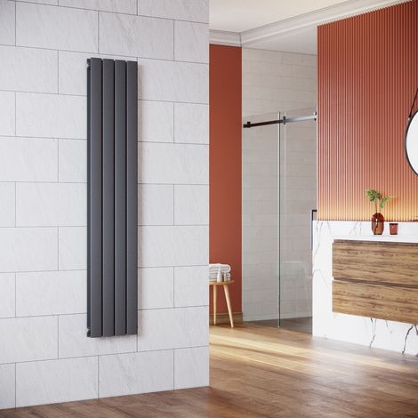 SONNI Radiateur eau chaude en acier Conception murale Vertical Radiateur chauffage central 1600x311mm Panneau Double Anthracite (827W)