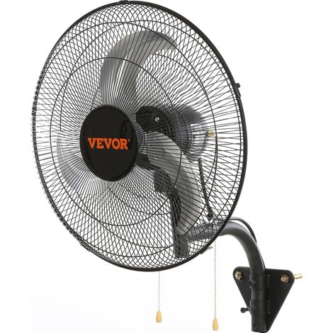 VEVOR Ventilador de Montaje en Pared, 44,45 cm, 3 Velocidades de Alta Velocidad Máx. Ventilador de Pared Industrial Oscilante de 4000 CFM, Comercial o Residencial para Almacen, Invernadero, Negro