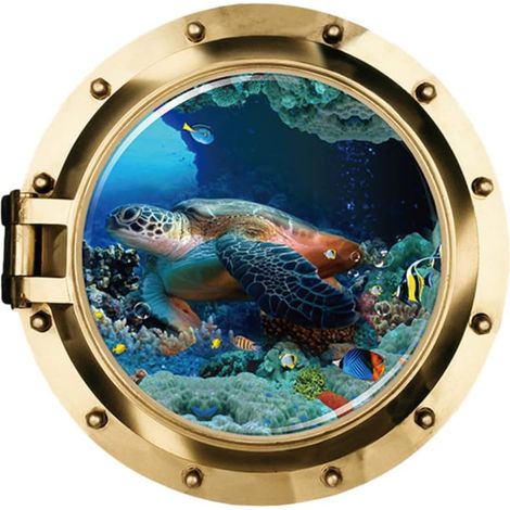 Sticker mural 3D Tortue aquatique Totority décoratif et (1/5)