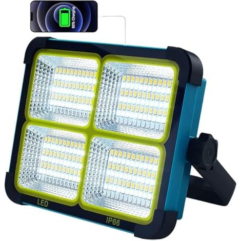Projecteur LED 100W Rechargeable Solaire & USB-C Lampe de Travail Portable 10000LM 16500mAh (12H Autonomie) IP54 Anti-Pluie/Poussière 4 Modes pour Chantier, Camping, Atelier (1/5)