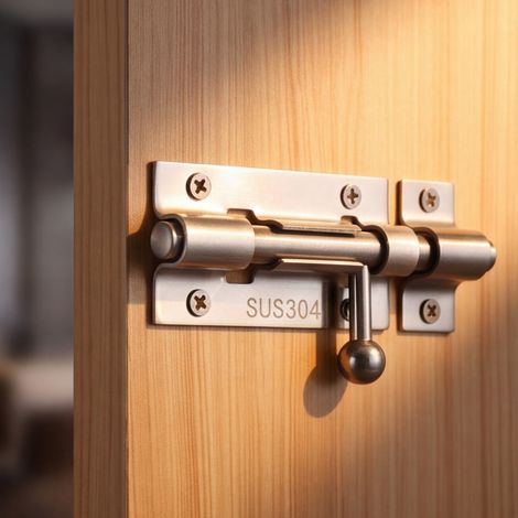 Verrou de porte antivol perforé en acier inoxydable 304, montage en applique, pour portes en bois épais de style ancien, loquet de porte et de salle de bain (1/5)