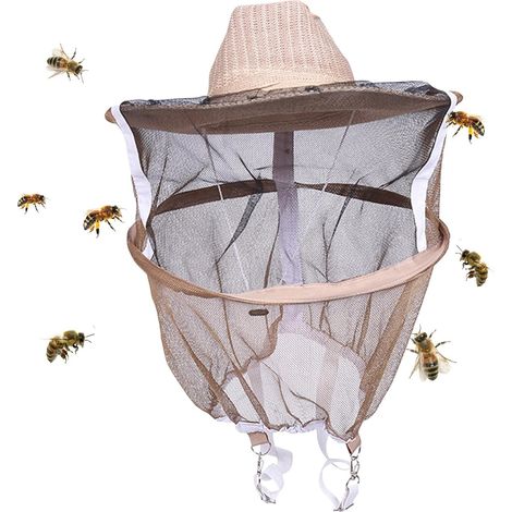 Chapeau d'apiculteur Chapeau d'apiculture Respirant pour Apiculteur,Chapeau d'Apiculteur avec Voile et Filet Anti-Abeille Abeille Attrape Visage Cou Protection (1/4)