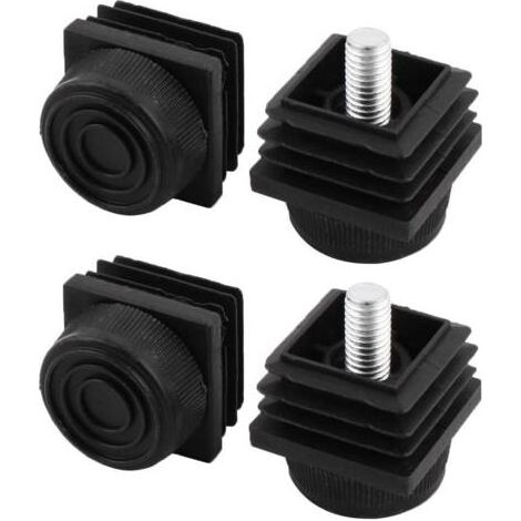 4pcs Pieds de Nivellement Meuble Réglable Pied Réglable Patin de meuble Jambe Pied de Table Chaise Base Protection Plancher Bouchon tuyau inserts carré noir 30 mm x 30 mm (1/5)