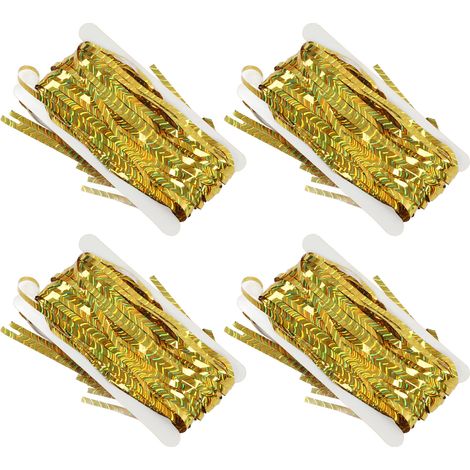 Rideau Franges Décoratif 4 Pièces 1x2m, Fond Holographique Métallisé Or pour Photographie Mariage, Panneaux Décoratifs Réutilisables en Foil Lumineux (1/5)