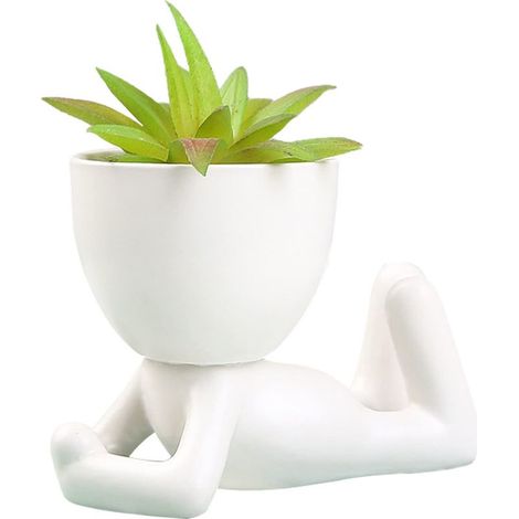 Pots de Plantes Succulentes en Céramique, Petits Pots de Fleurs Créatifs en Forme D'humain, Petits Pots de Fleurs, Pots de Fleurs, Jolis Pots en Céramique Blanche, Petits Pots de Plantes(3) (1/5)